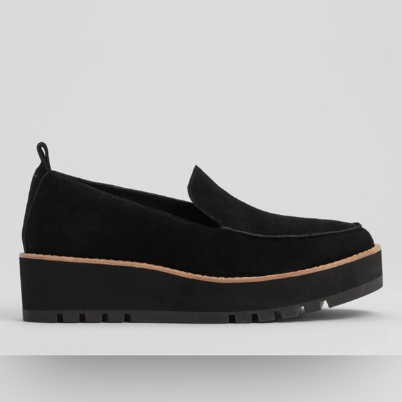 Eileen Fisher | Ells Black Suede Platform Loafer - Picture 1 of 9